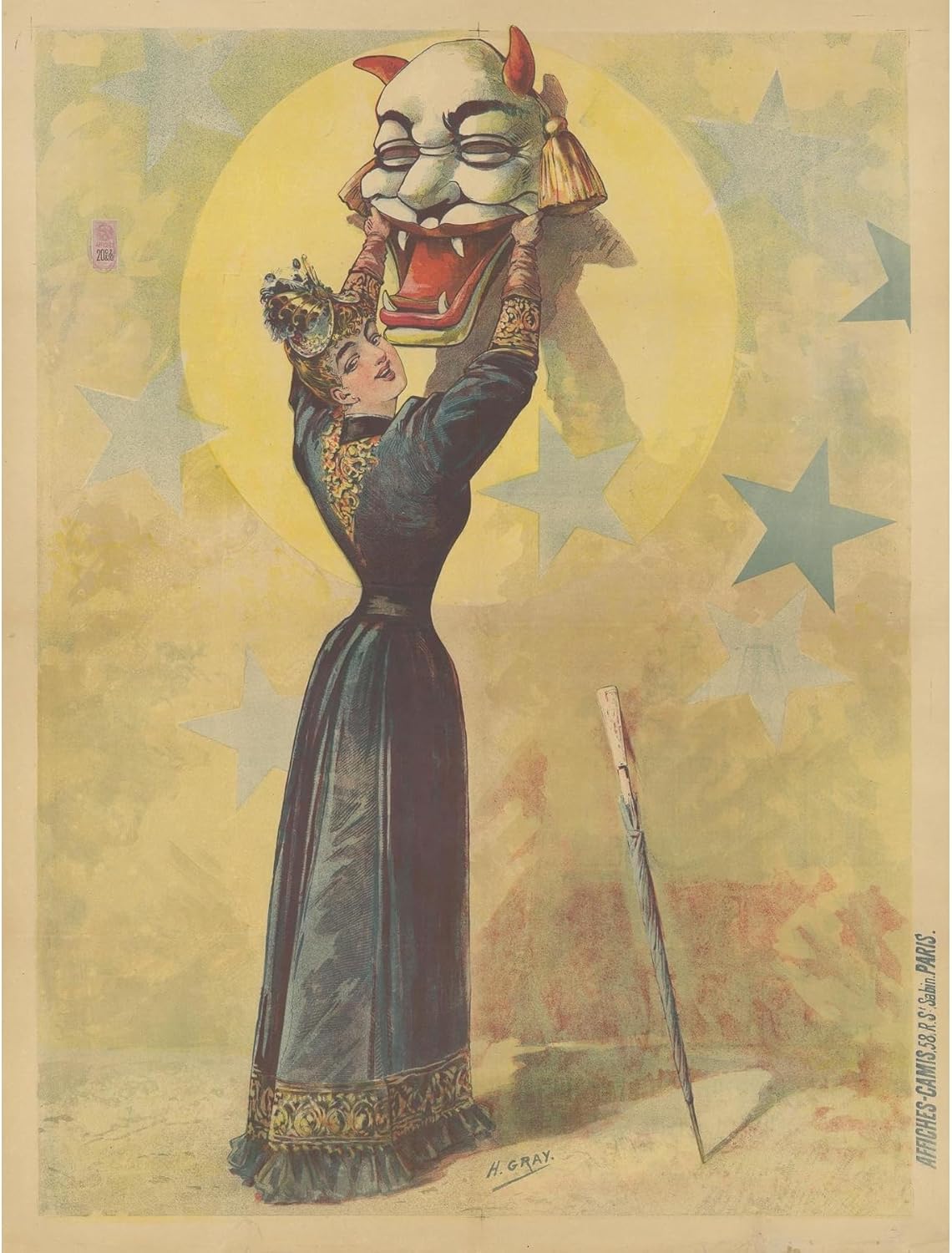 ArtDirect Parisian Fantasies, The Moon in Paris (1892) Unframed Art Print Giclee Poster by Henri Boulanger Gray - Ready for Framing with Customization Sizes 8x10, 11x14, 15x20, 24x32, 36x48 and 45x60 inches