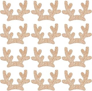 GORGECRAFT 15 Pairs Metallic Gold Christmas Deer Mini Antlers Embellishments Flocking Deer Antlers Hair Clips Accessories Reindeer Elk Branch Animals Horn Snowman Hand for Headband Snowman Ornaments