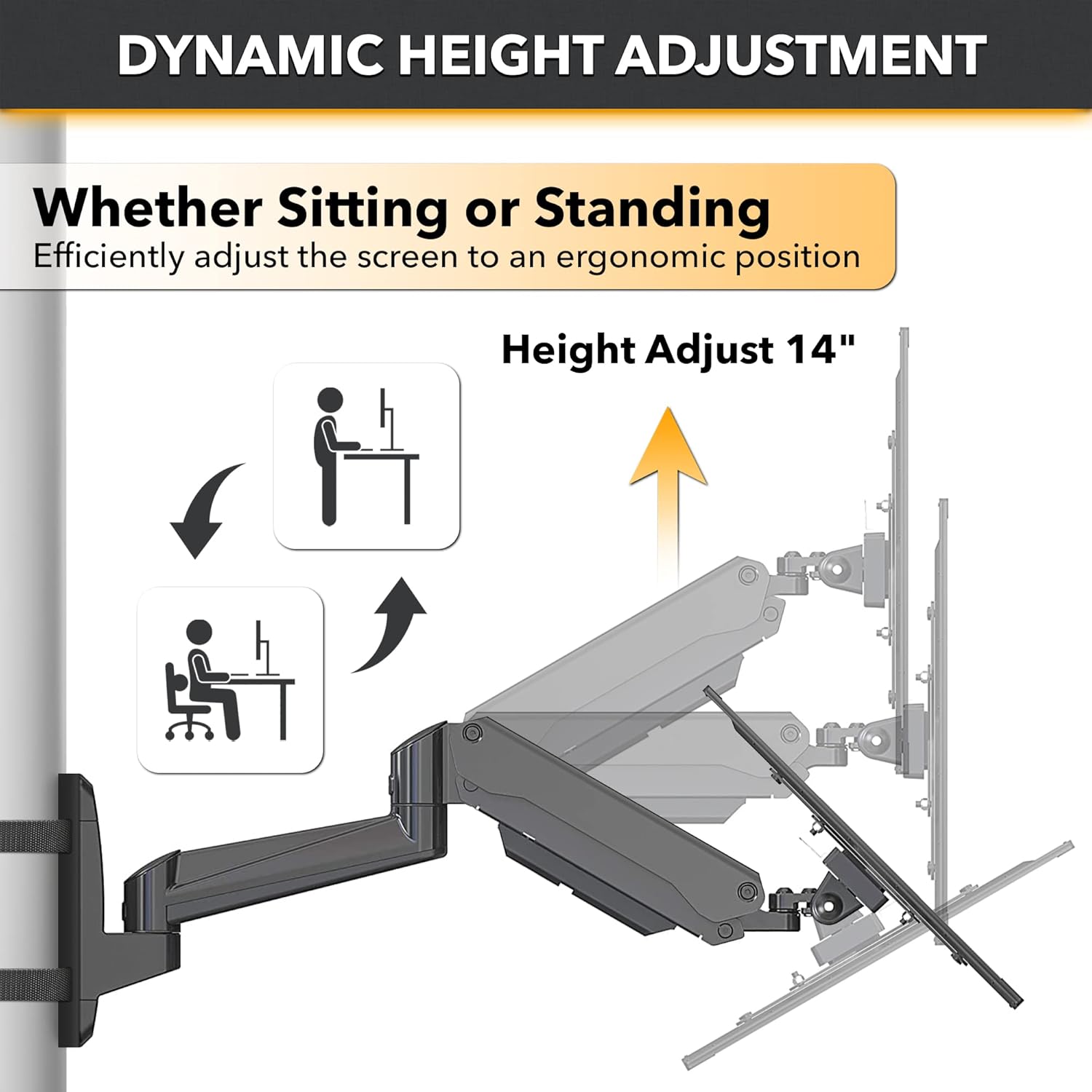 CondoMounts CLMMMAB2022 Full Motion Pillar Monitor Mount | WorkBench Monitor Mount | Pallet Rack | NO Drill | GAS Spring Arm with VESA Plate | Pillar Mount | Holds 18lbs | Up to 32-in. Monitor | Black