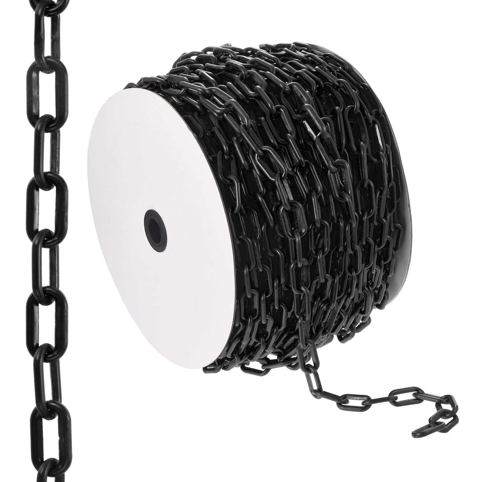PATIKIL Chaîne barrière plastique 200 pieds, Chaîne barrière sécurité Maillons chaîne plastique Barrière contrôle foule pour clôture Portail Jardin Construction Allée Ascenseur Noir