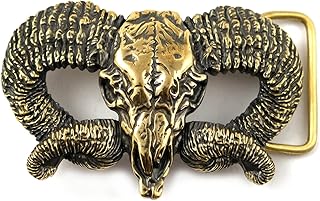 Ram Skull solid brass belt buckle, Handmade Bighorn wild west buckle, Mouflon tribal Trophy Skull belt buckle for belt