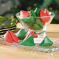 Vista 4 de Fun Express Fortune Cookies envueltas individualmente a granel, 50 galletas rojas y verdes de Navidad para fiestas de vacaciones, golosinas
