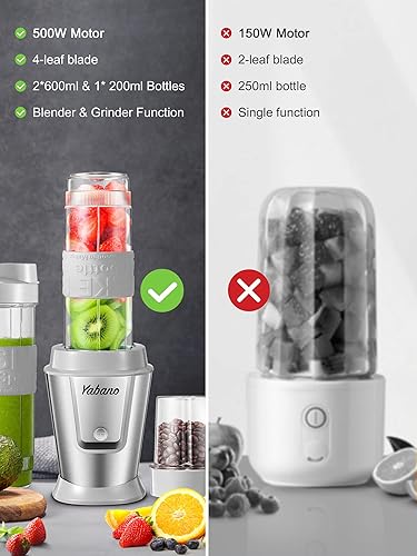 Miniatura 16 de Licuadora personal, botella eléctrica para batido con 2 botellas de viaje de 20 onzas y tarro de café/especias, tazas agitadoras portátiles