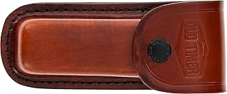 LS2 Large Size Brown Leather Belt Sheath with Button Clasp, Hard Exterior, and Convenient Size with Traditional Folding Pocket Knives or Multitools for EDC, Camping, Hunting, and Outdoors