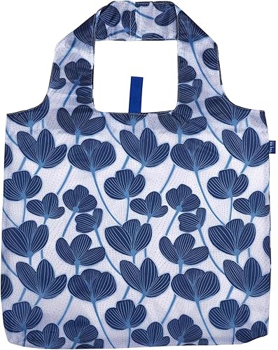 Rockflowerpaper - Bolsas reutilizables para compras  Moderna bolsa de Poppy Blu  Lavable a máquina, plegable, plegable  Asas grandes  Resistente y