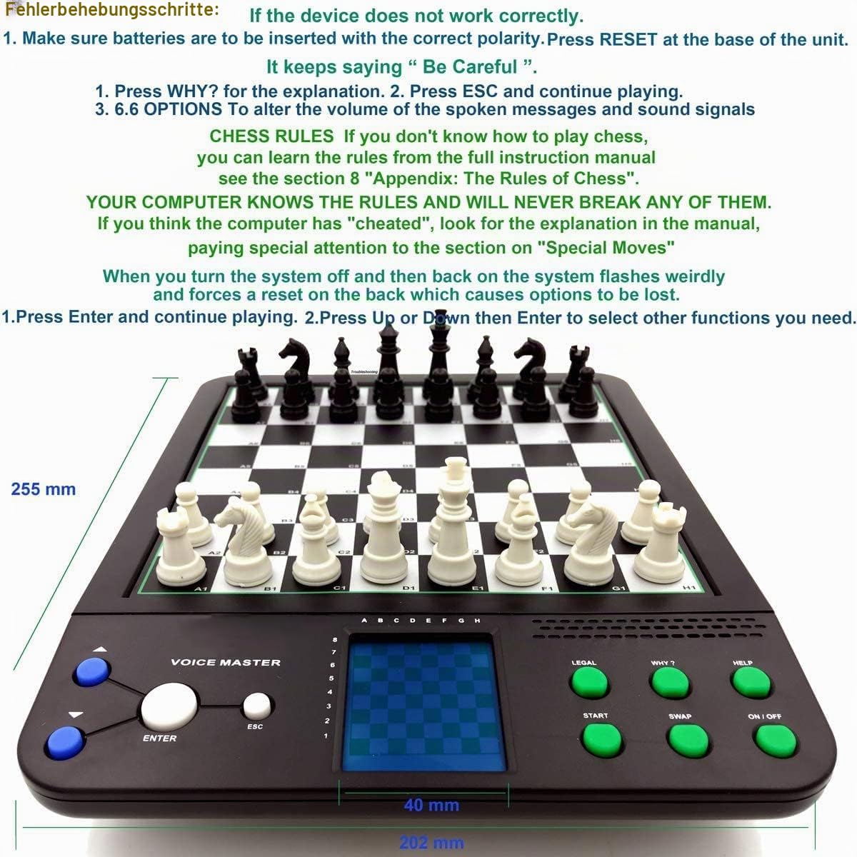 Electronic Chess Set Intelligente,und LED Sensorbeleuchtung der ideale Partner für Schachtraining und Unterhaltung geeignet für Anfänger bis Fortgeschrittene