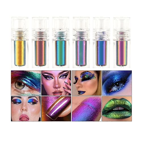 Sombra de ojos líquida de camaleón metálico, sombra de ojos intensa multi-cromo cambiante, de larga duración sin arrugas, maquillaje de sombra de