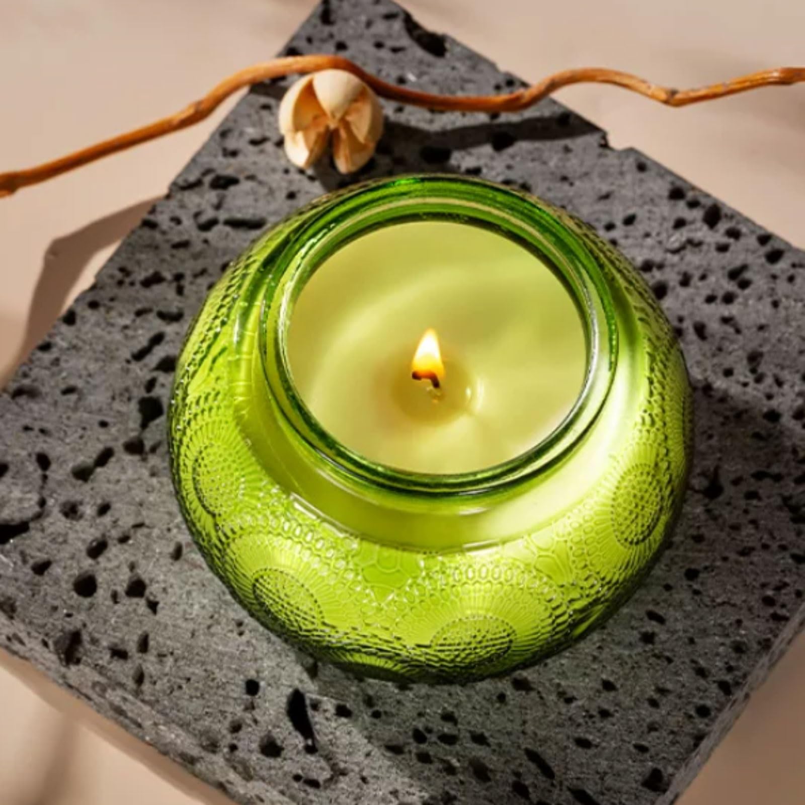 Velas de vidrio hechas con cera de soja y aceites esenciales, velas en tarro reutilizables modernas, decoración elegante for el hogar de larga duración(Bruin)
