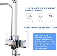 KEOKBON 3 az 1-ben konyhai csaptelep 360° forgatható, 4 módú zuhanyfejjel, kihúzható mixer csap, króm 6
