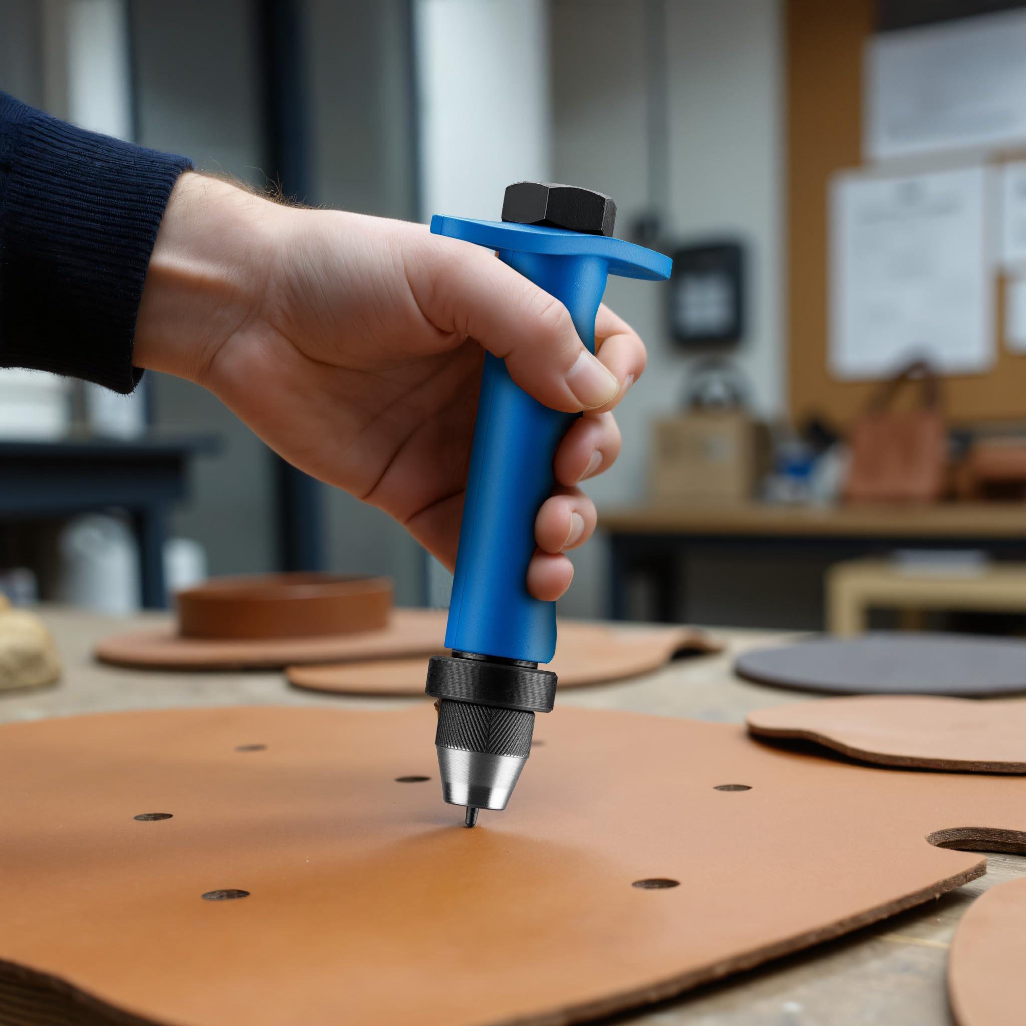 Wiltec Lochstanzer Set 13 in 1, Locheisensatz 13-teilig, Stanzeisen Set aus Stahl, Stanzwerkzeug 5-35 mm, Henkellocheisen inkl. Aufbewahrungsbox
