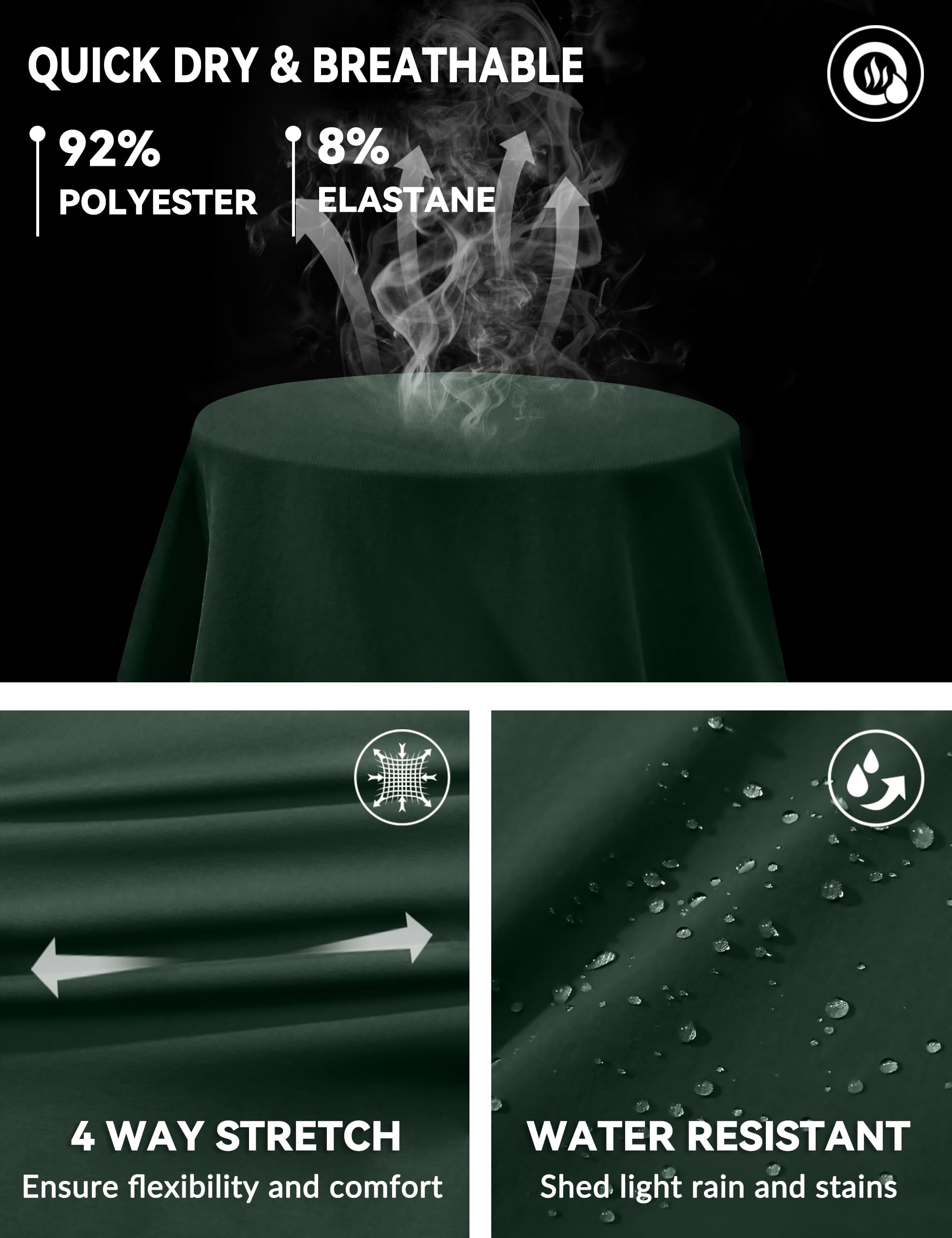 Pack de 1 o 2 pantalones de senderismo para hombre, ligeros, impermeables, con entrepierna de 30/32 pulgadas, pantalones de senderismo para exteriores con bolsillos con cremallera
