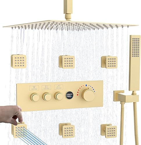 Vista 71 de Enga Sistema de ducha de doble cabezal, sistema de ducha de lluvia doble de 12 pulgadas + 6 pulgadas