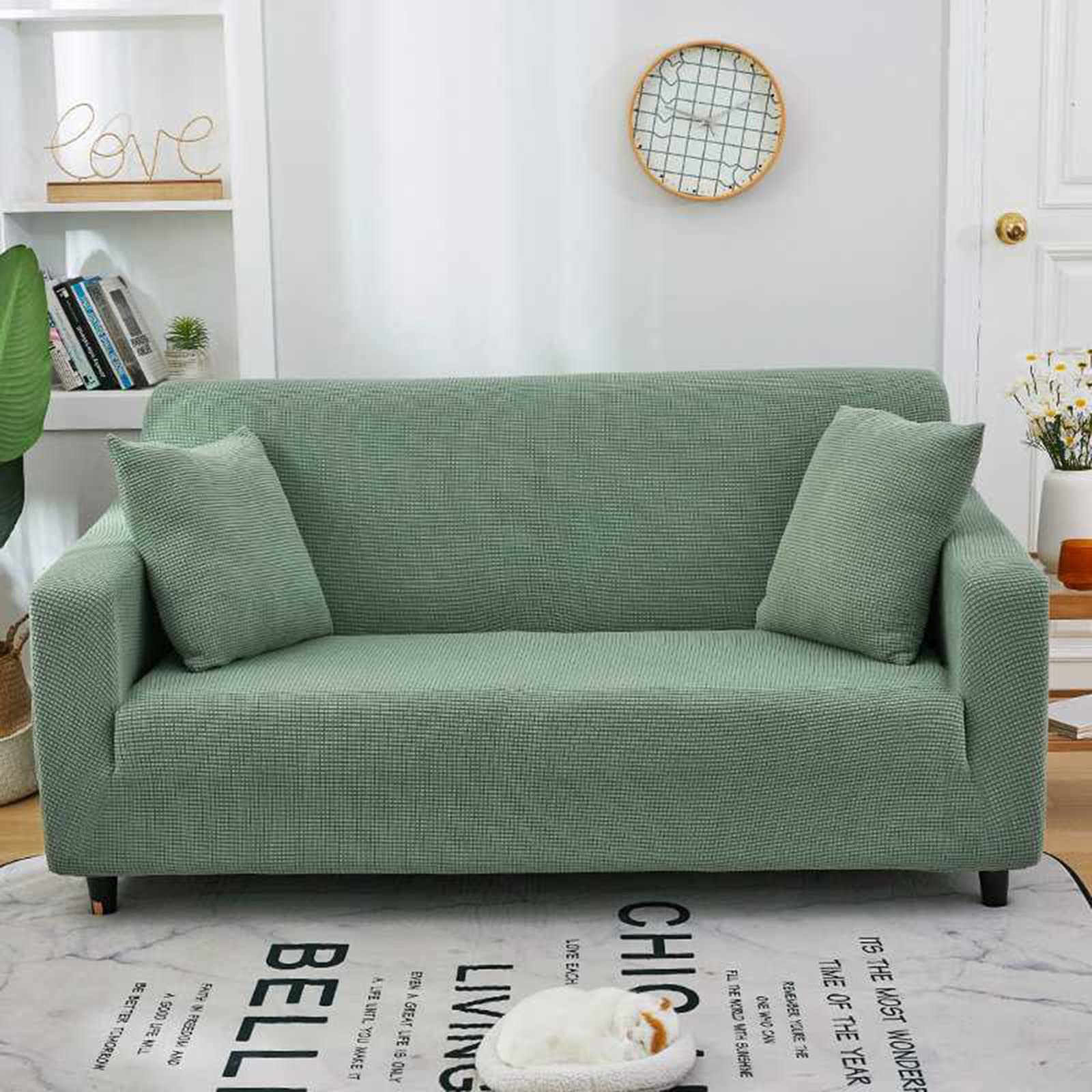 Funda de sofa elastica de 4 plazas color negro tejido jacquard
