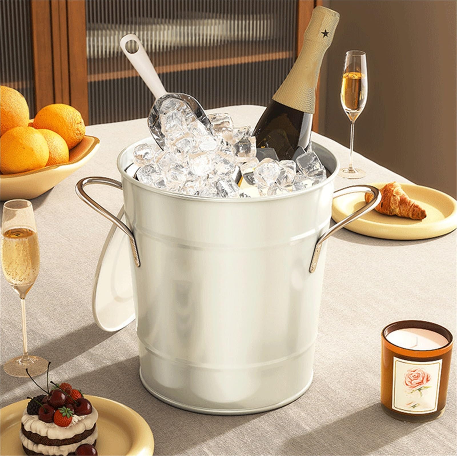 Cubo de Hielo para Bar en casa Cubo de Hielo Colgante Trasero con Doble asa, Adecuado for el hogar Enfriador de Bebidas y Vino