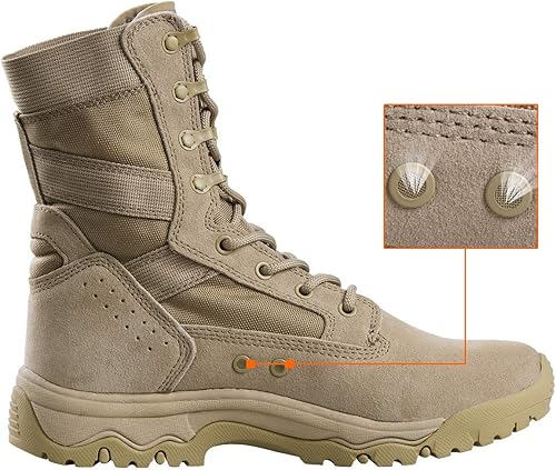 Miniatura 3 de FREE SOLDIER Botas tácticas para hombre de 8 pulgadas, ligeras, botas de combate duraderas, botas de trabajo militares de gamuza duradera, botas de
