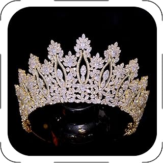Luxury Tall Pageant Queen Crowns for Women Coronas Para 15 Anos Quinceaneras Large Cubic Zirconia Wedding Tiaras Big Bridal Hair Accessories Gift