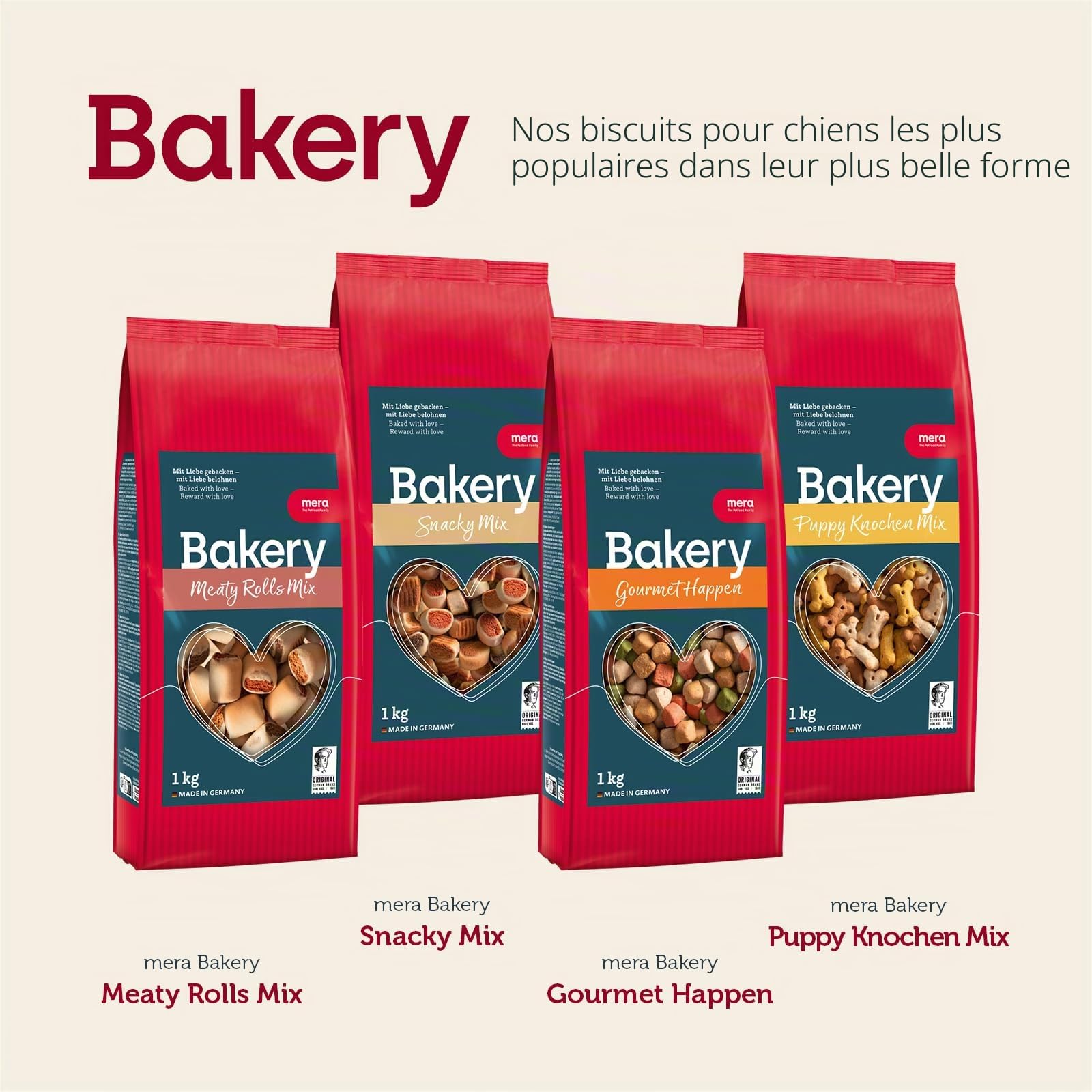 MERA Bakery Gourmet Happen Friandises pour Chien pour l'entraînement ou comme collation, friandises pour Chiens à Base d'ingrédients naturels, Biscuits Doux pour Chien (10 kg)