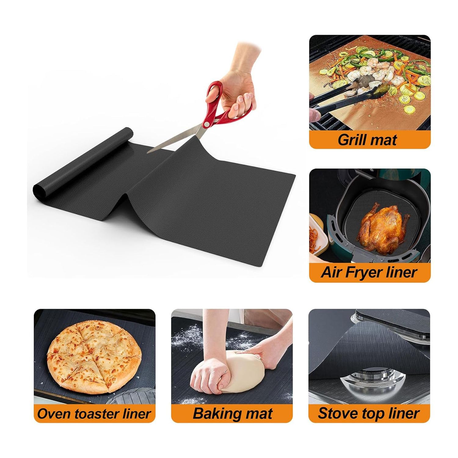 KJKVIVH 78 Inch Roll Copper Oven Liners for Bottom of Oven and PFOA Free Thick Heavy Duty Non Stick Oven Mats Black Easy Install Easy to Use - Image 2