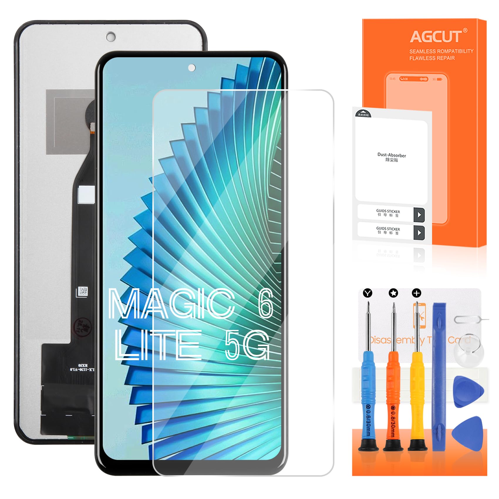 AGCUT - Pantalla LCD para Honor Magic 6 Lite 5G LCD Display para Honor Magic 6 Lite 5G Ali-NX3 de 6,78 pulgadas, pantalla de repuesto digitalizador, pantalla táctil, Asamblea completa con herramientas