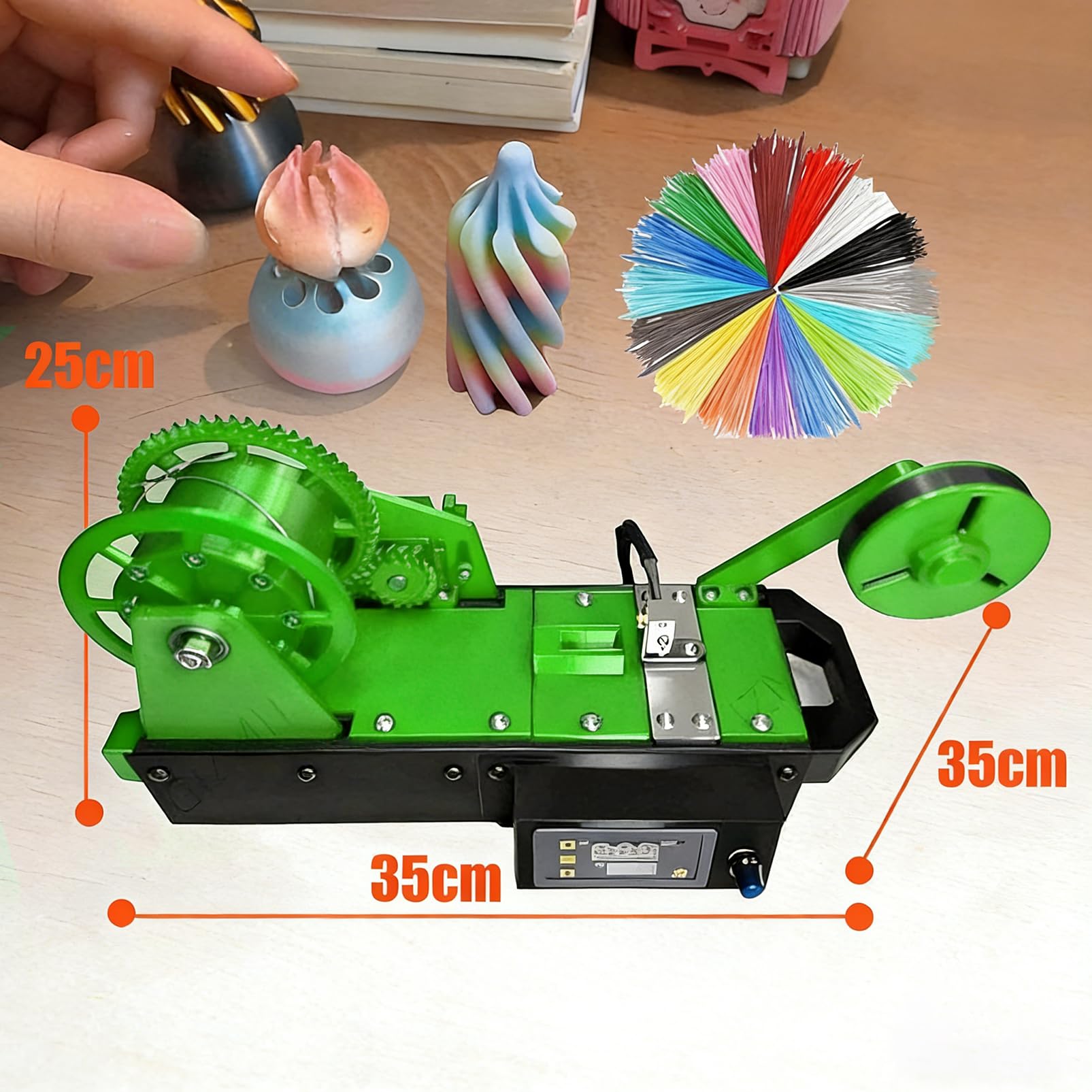 3D Filament Maker Machine, Filament Extruder zum Recycling von PET Plastikflaschen, Desktop 3D Druck Filament Pultruder für DIY Makers, Grün