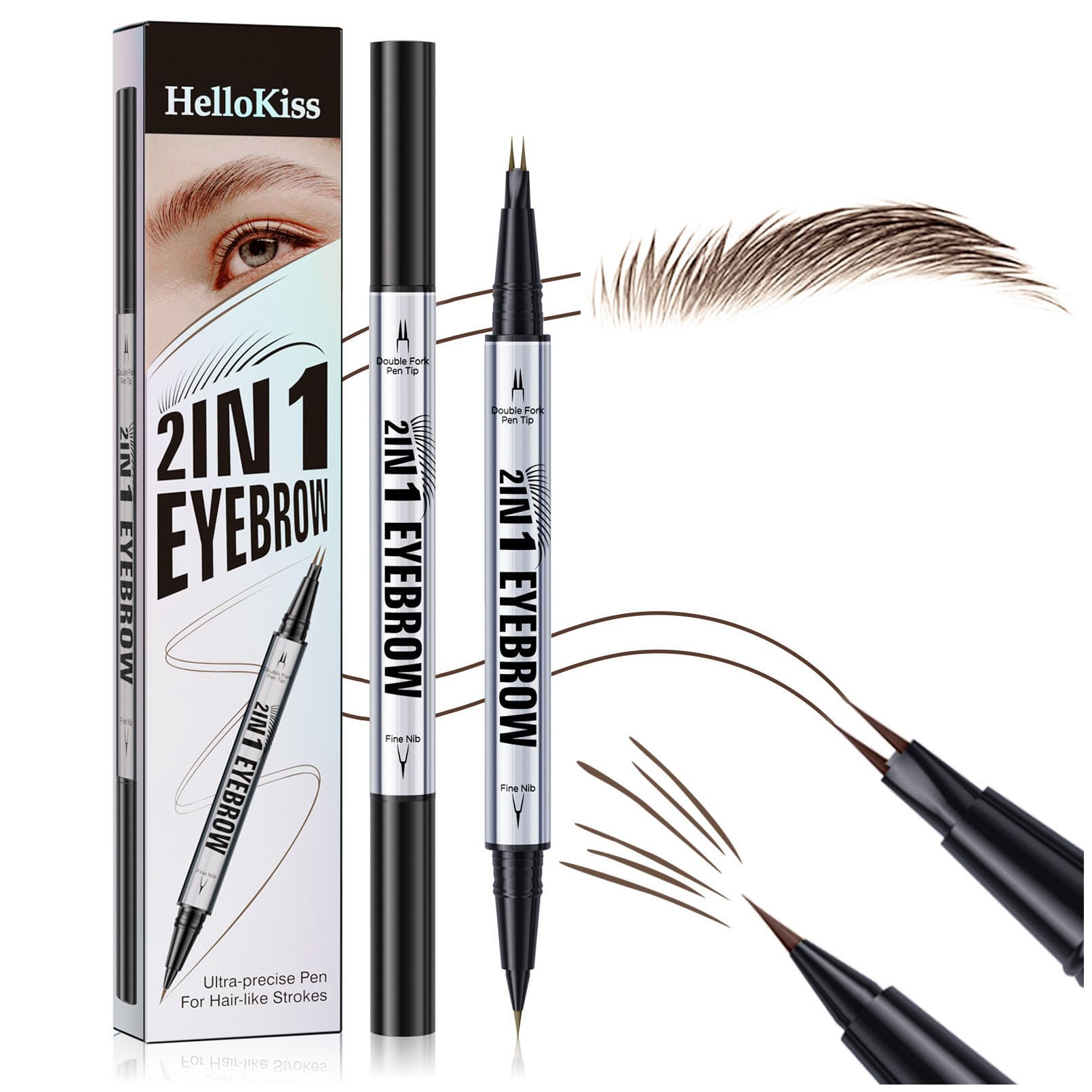 2 Prong Tip Microblading Eyebrow Pen (03#Dark Brown)