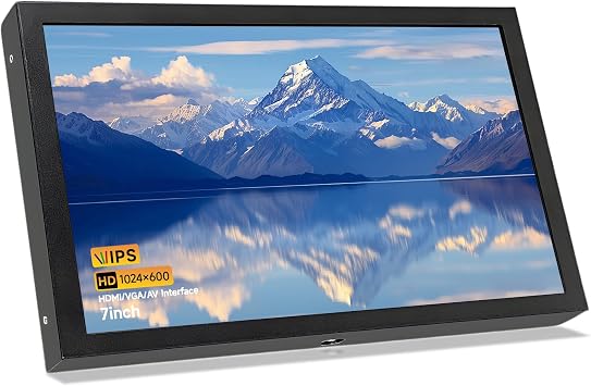 7 Inch Mini Monitor HDMI, Portable Vga Monitor with AV BNC 1024 600 IPS LCD screen, with 178  View Angle and Built-in Speakers, Multi-Function Small Display for Raspberry Pi PC/TV/DVD/CVBSNon-Touch