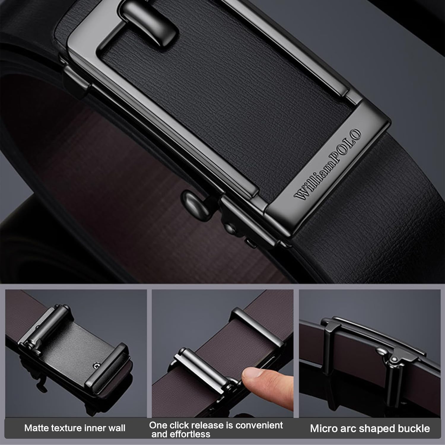 Image showing the back of the automatic buckle with a clamp to adjust belt length.