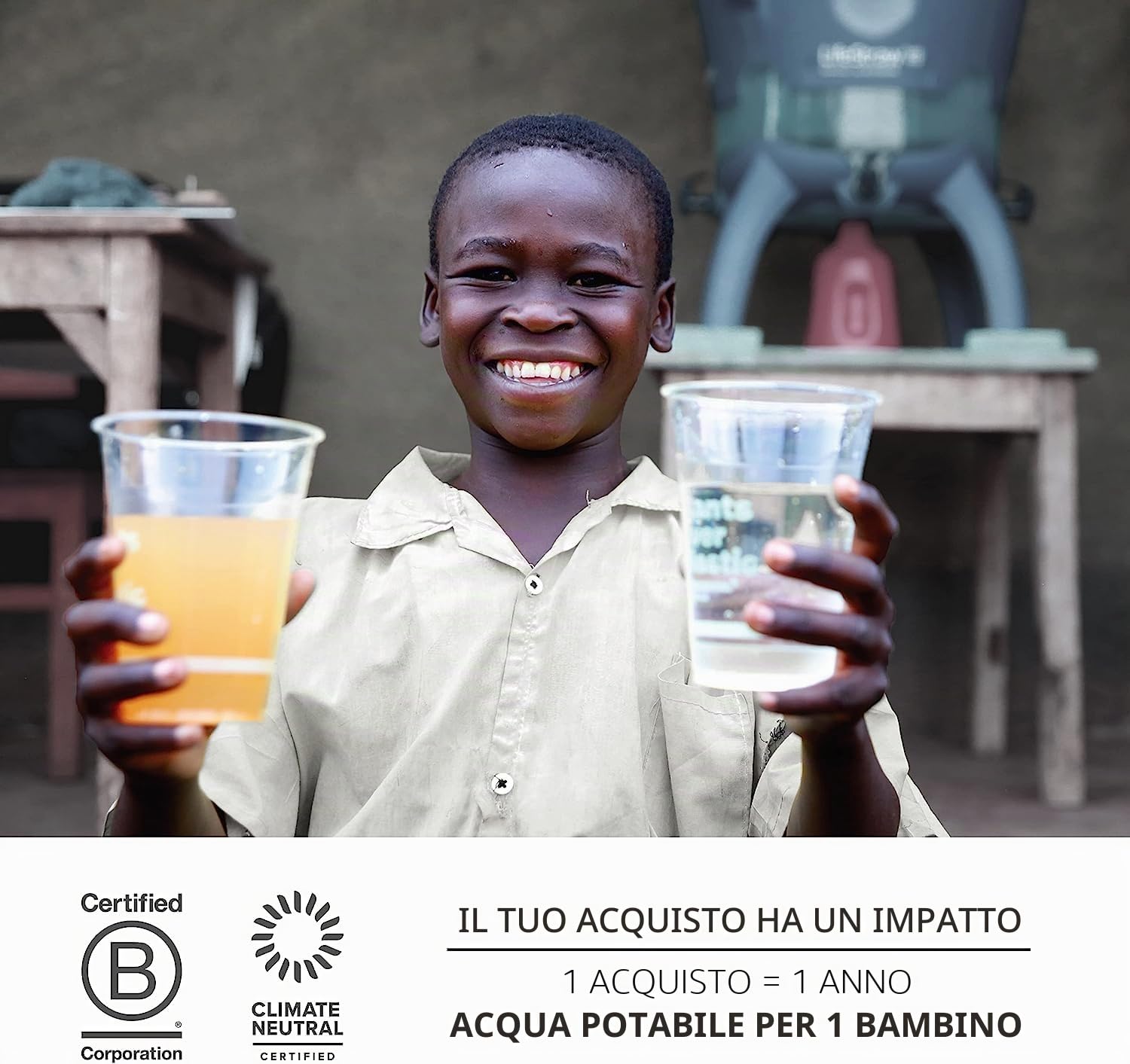 LifeStraw Peak Series - Sistema di depurazione dell'acqua a gravità da 8 litri per campeggio, escursionismo, kit di emergenza, sopravvivenza e viaggi. Rimuove virus, batteri e parassiti