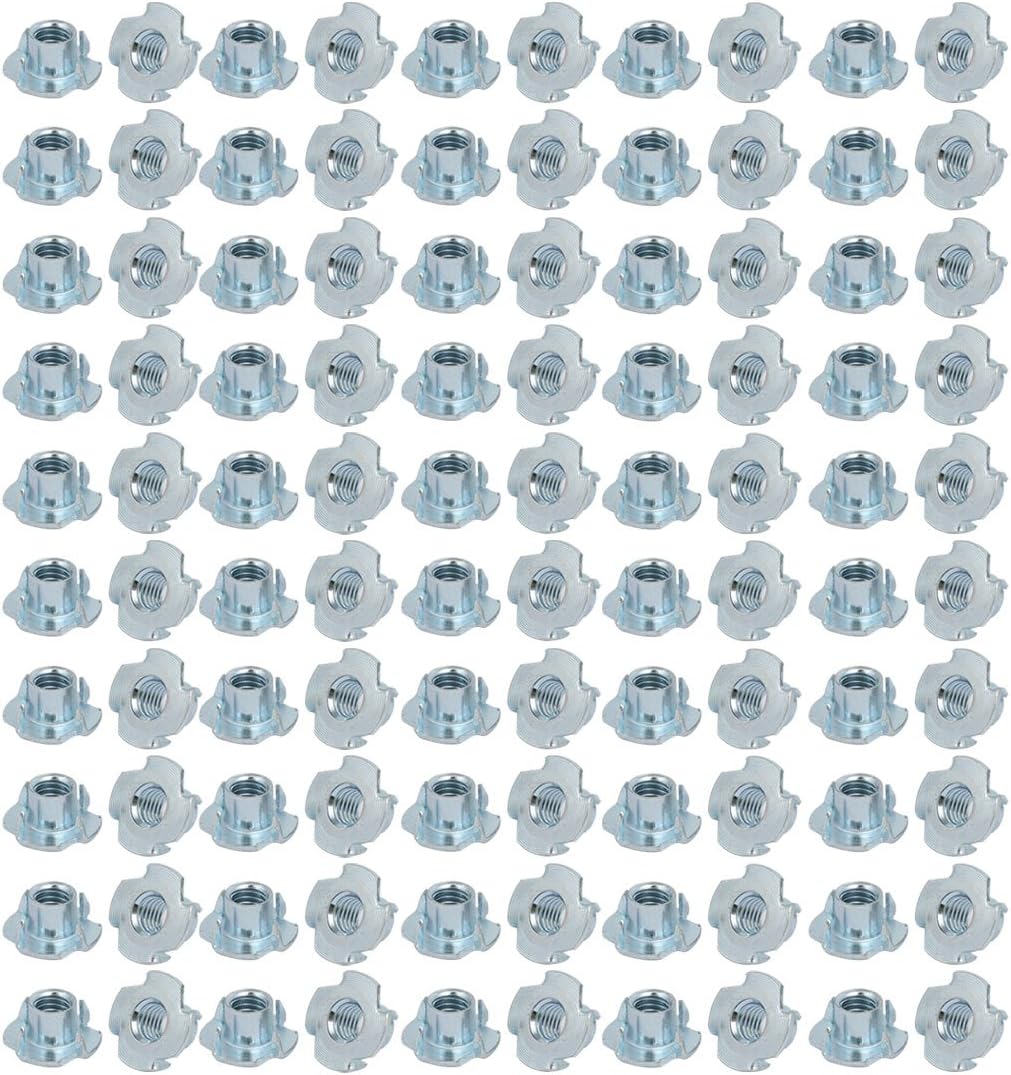 3/8-inch Thread Home Hardware Dia 12mm Height 4 Prongs Fully Threaded Pronged Tee Nuts 100pcs Model:69as186qo712