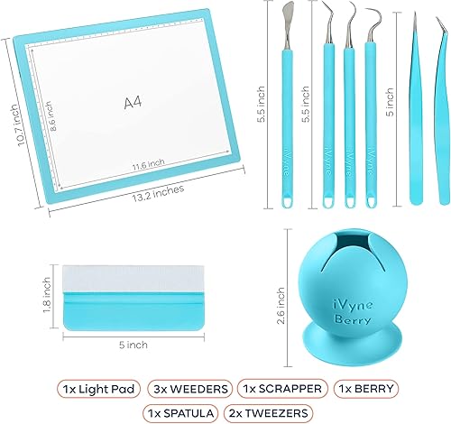 Miniatura 2 de iVyne Juego de manualidades de vinilo permanente de 66 piezas, cintas de transferencia, alfombrillas de corte, almohadilla de luz recargable,