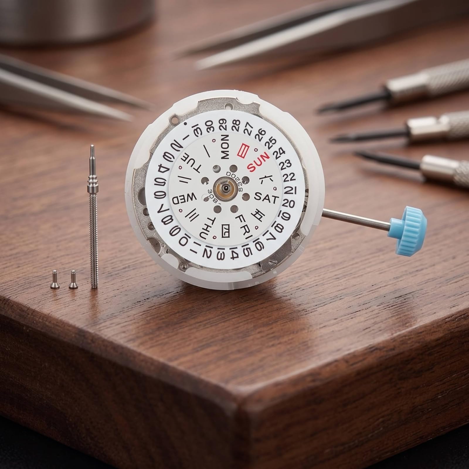 Movimiento de Reloj para Mujer con Mecanismo con Calendario Indicador de Día y Fecha Cifras en Bisel Tornillos de Fijación Adecuado para Sustitución Ajuste de Relojes