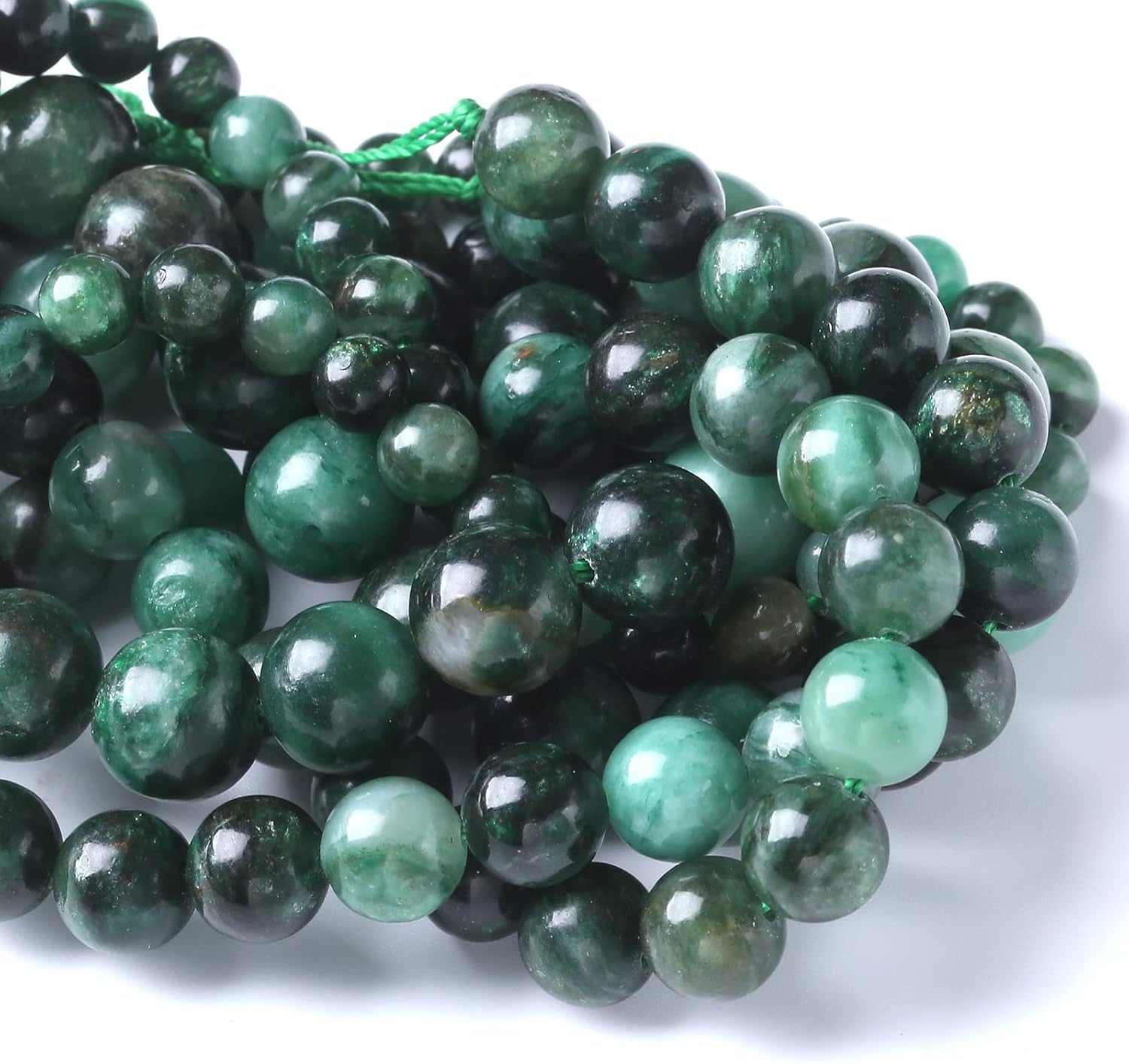 6mm 60pcs Natural Green Emerald Stone Beads Round Loose Beads AAA Energy Healing Power Stone Beads for Jewelry Making DIY Bracelet Necklace 15"(Green Emerald Stone, 6mm) - Image 3