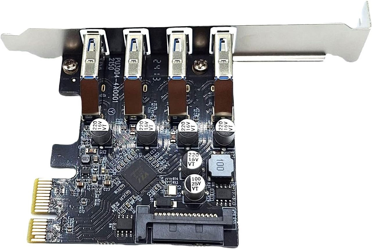 X-MEDIA XM-PEX-U304 4-Port USB 3.0 Self-Powered PCI Express (PCIe x1) Card | PCI-E to USB 3.0 Expansion Adapter Card | VIA VL805 Chipset | Standard/Low Profile Bracket Included