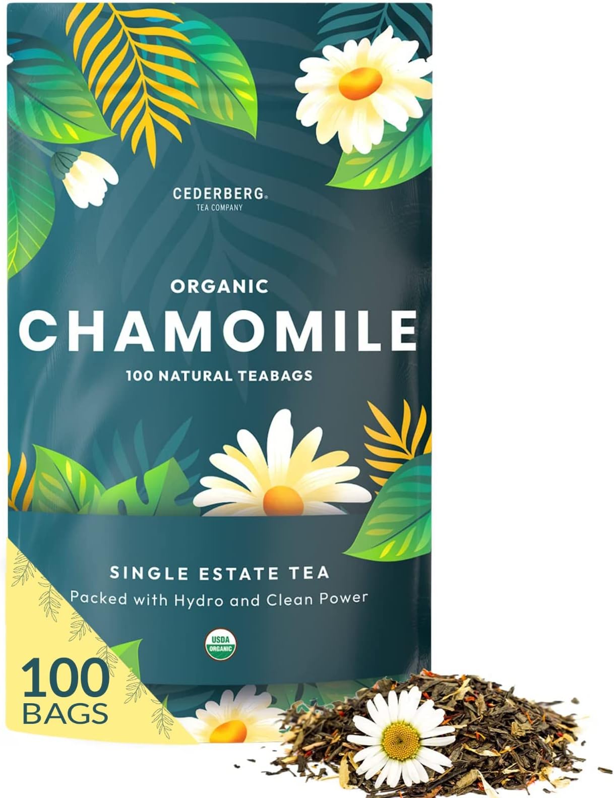 Organic Chamomile, Caffeine Free, 100 Natural Tea Bags, 5.29 oz (150 g), Cederberg Tea Co