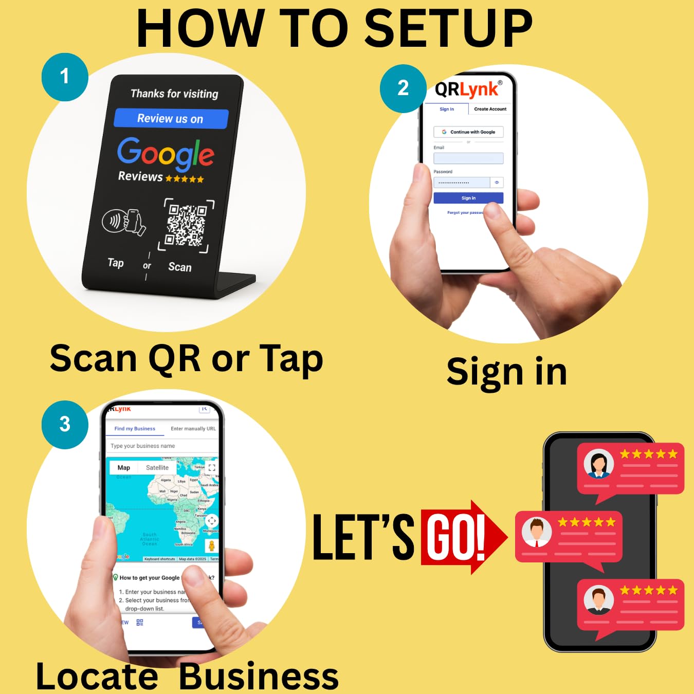 NFC Tap Google Review Stand - Boost Customer Feedback with Tap & Scan QR - No App, No Subscription - Works on iPhone & Android (Black, 1 Pack - 4.13"x2.75")