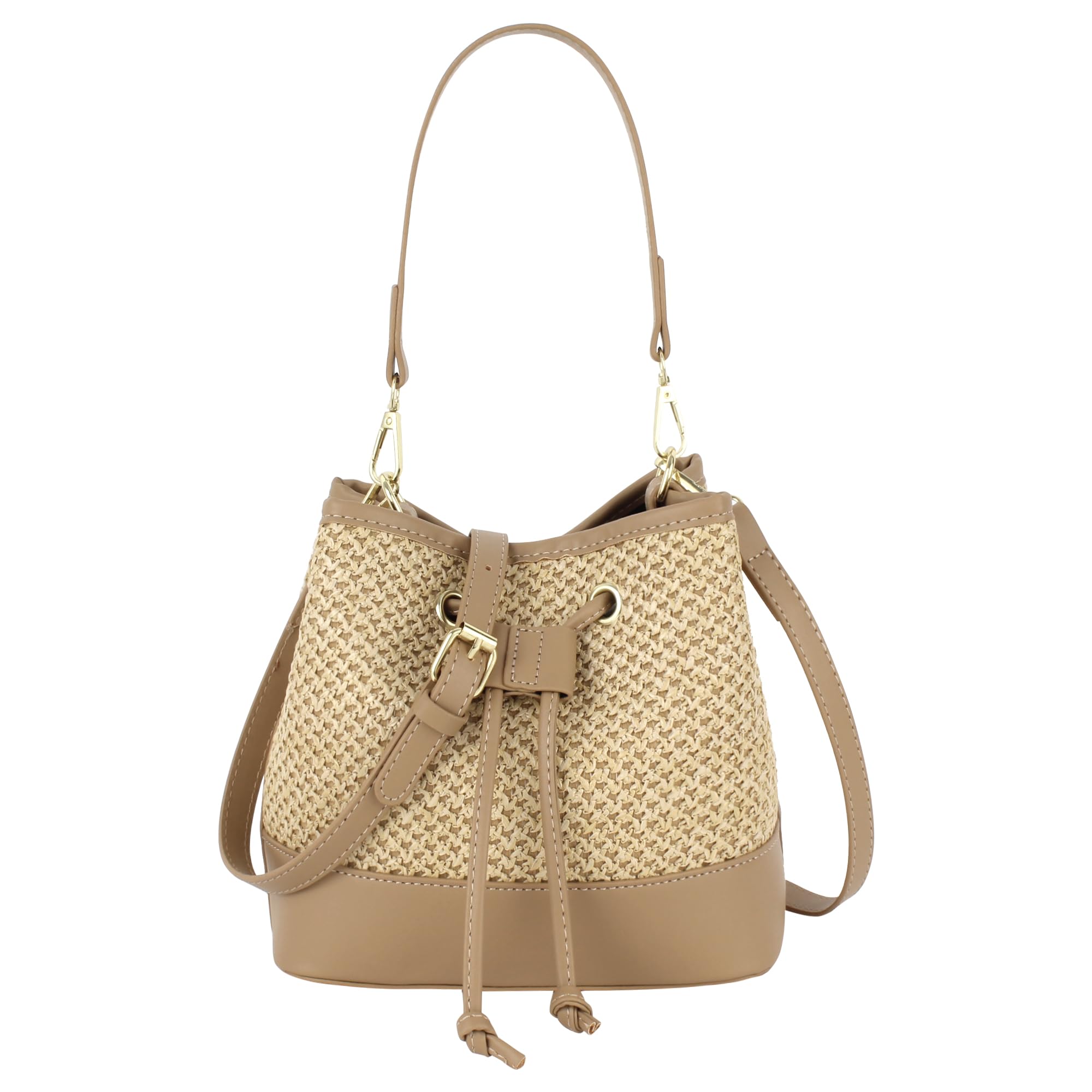 Van Caro Handwoven Cotton Straw Shoulder Bag Crochet Tassel Beach Bohemian Purse for Women