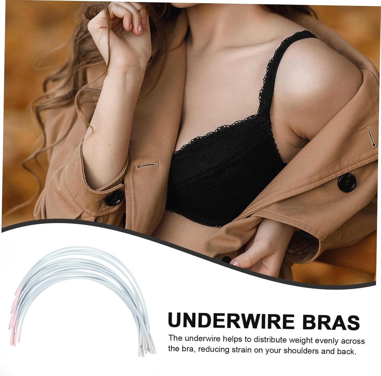 Hohopeti Replacement Underwire Bra Wires 10 Pairs Steel Ring Underwire Repair Kit for Women DIY Sewing Support Fits D Cup Bras 5.82X3.38In