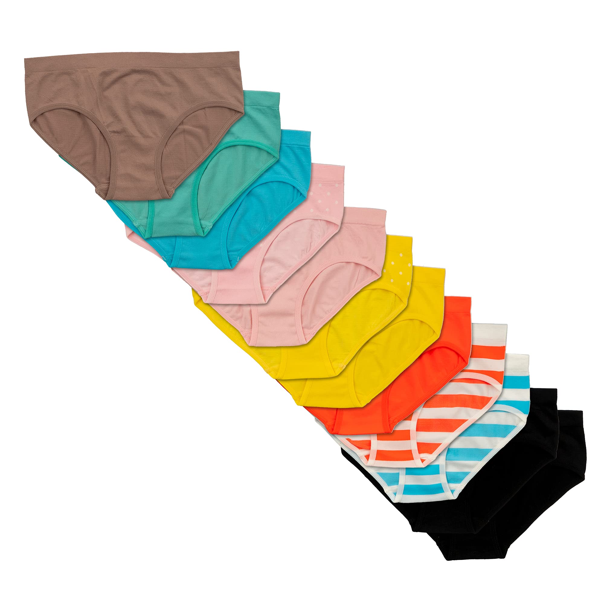 Alyce Ives IntimatesPack of 12 Womens Seamless No Show Bikini with Polka Dots & Stripes