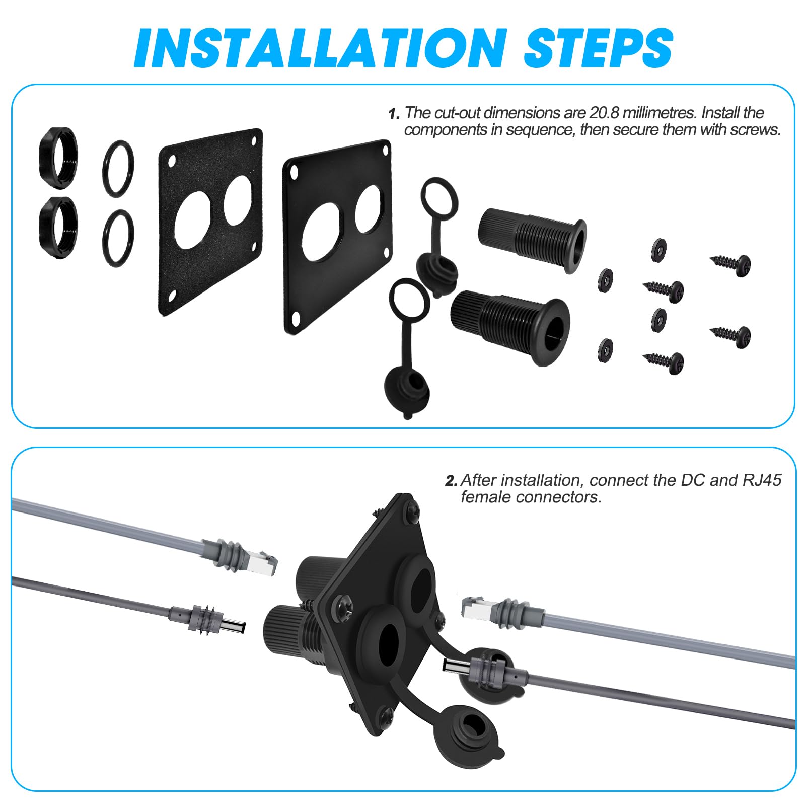 Prise murale étanche RJ45 + DC pour Starlink Mini