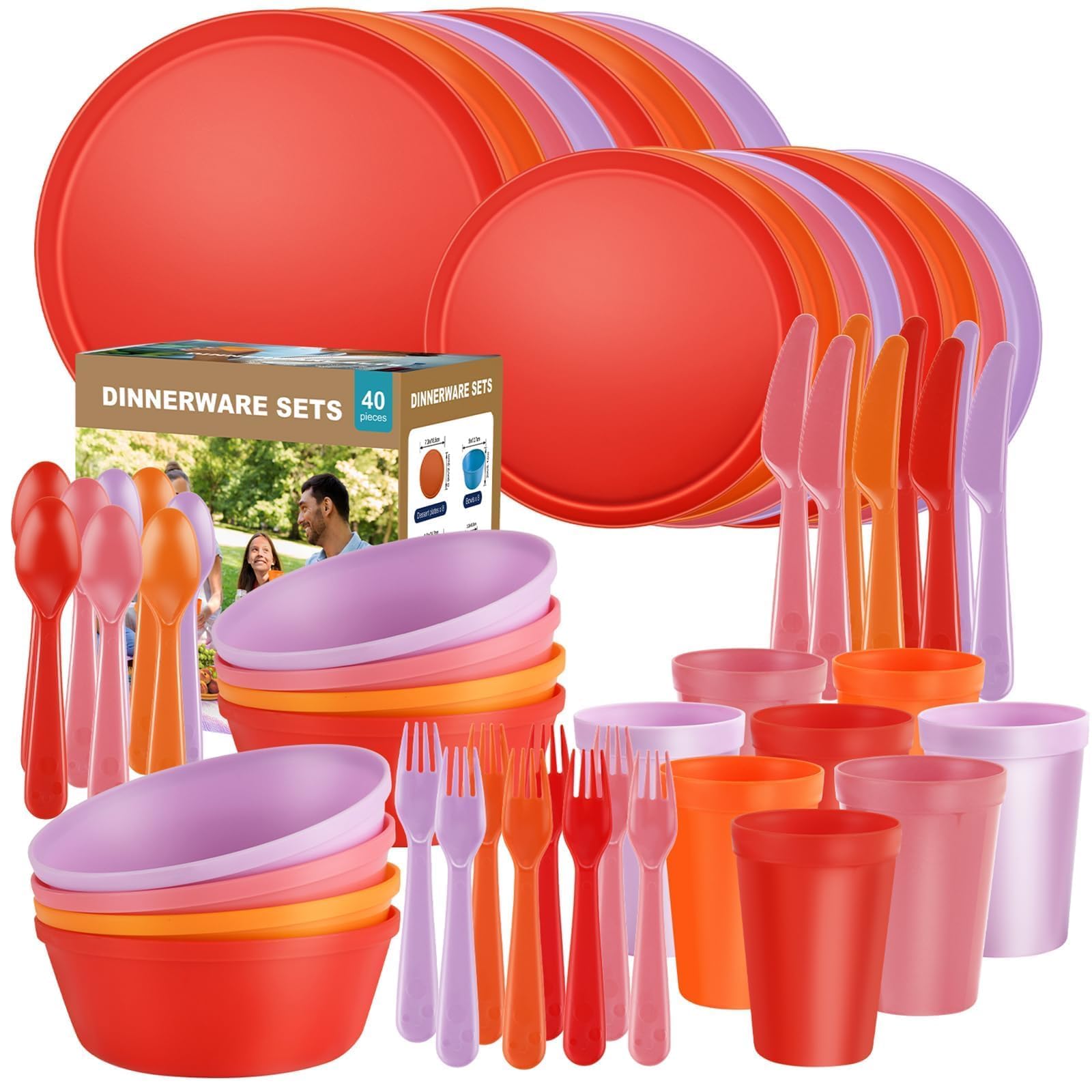 40 Piece Plastic Dinnerware Set - Unbreakable & Dishwasher Safe -16 40 Piece Plastic Dinnerware Set - Unbreakable & Dishwasher Safe -16