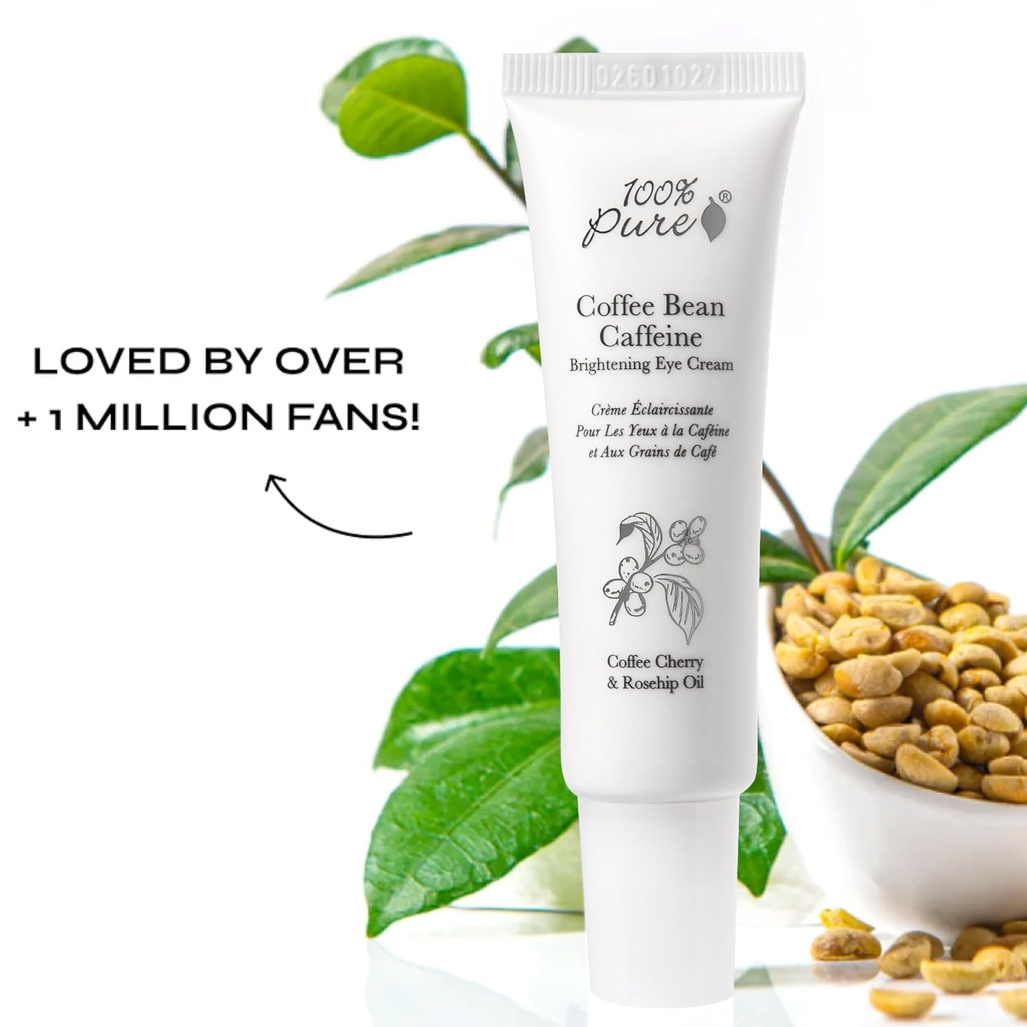100% PURE Coffee Bean Caffeine Eye Cream Refresh & Hydrate Under Eye Treatment Reduce Puffiness, Dark Circles, Wrinkles with Green Tea, Rose Hip, Vitamin E - Youthful Vibrant Eyes - Vegan - 1 oz - Image 7