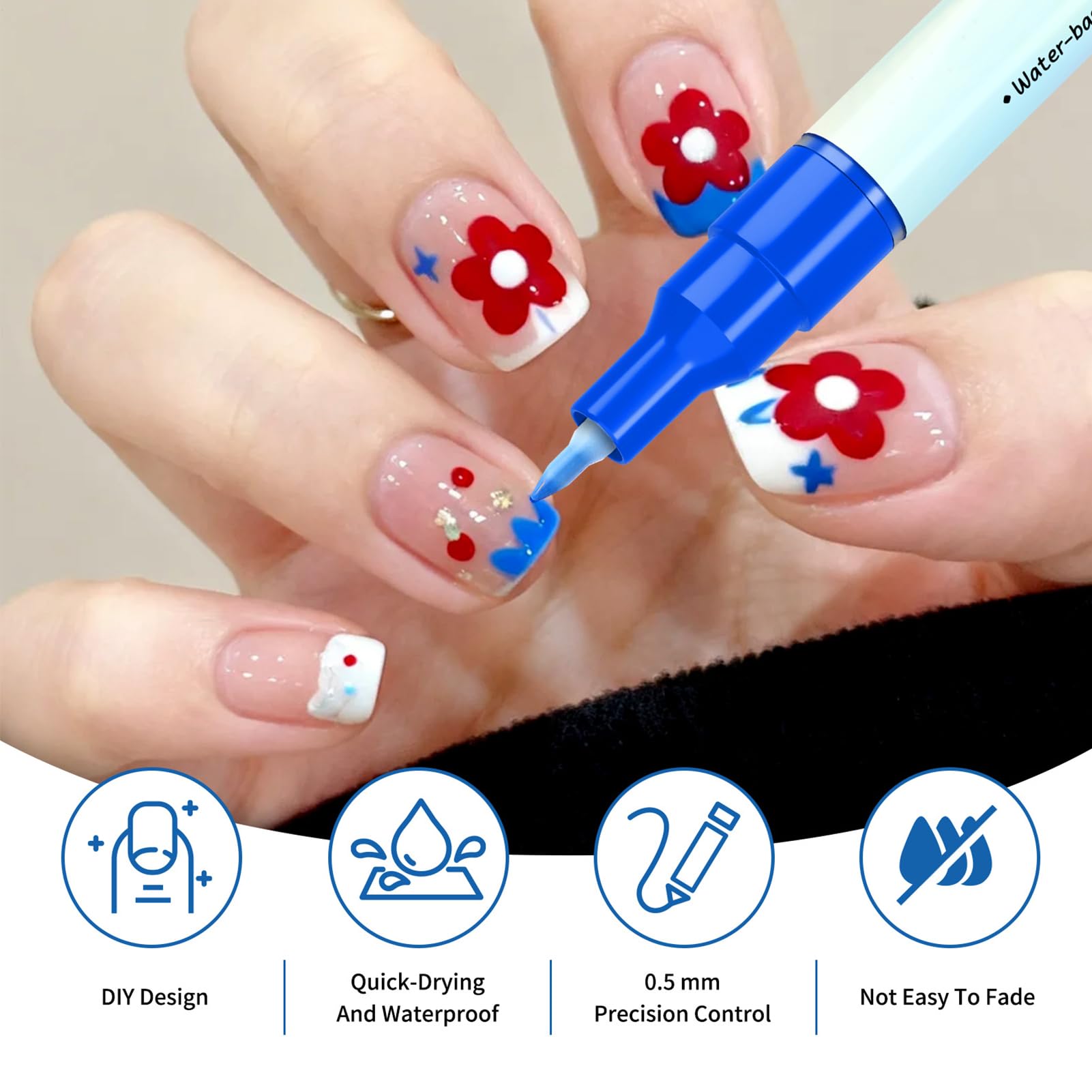 Rotuladores De Esmalte De Uñas Secado Rápido Herramienta Para Manicura Con | Pluma de Esmalte de Uñas Gel de 0,5 mm Para Práctica En Casa Adolescentes Principiantes Proyectos De Manicur