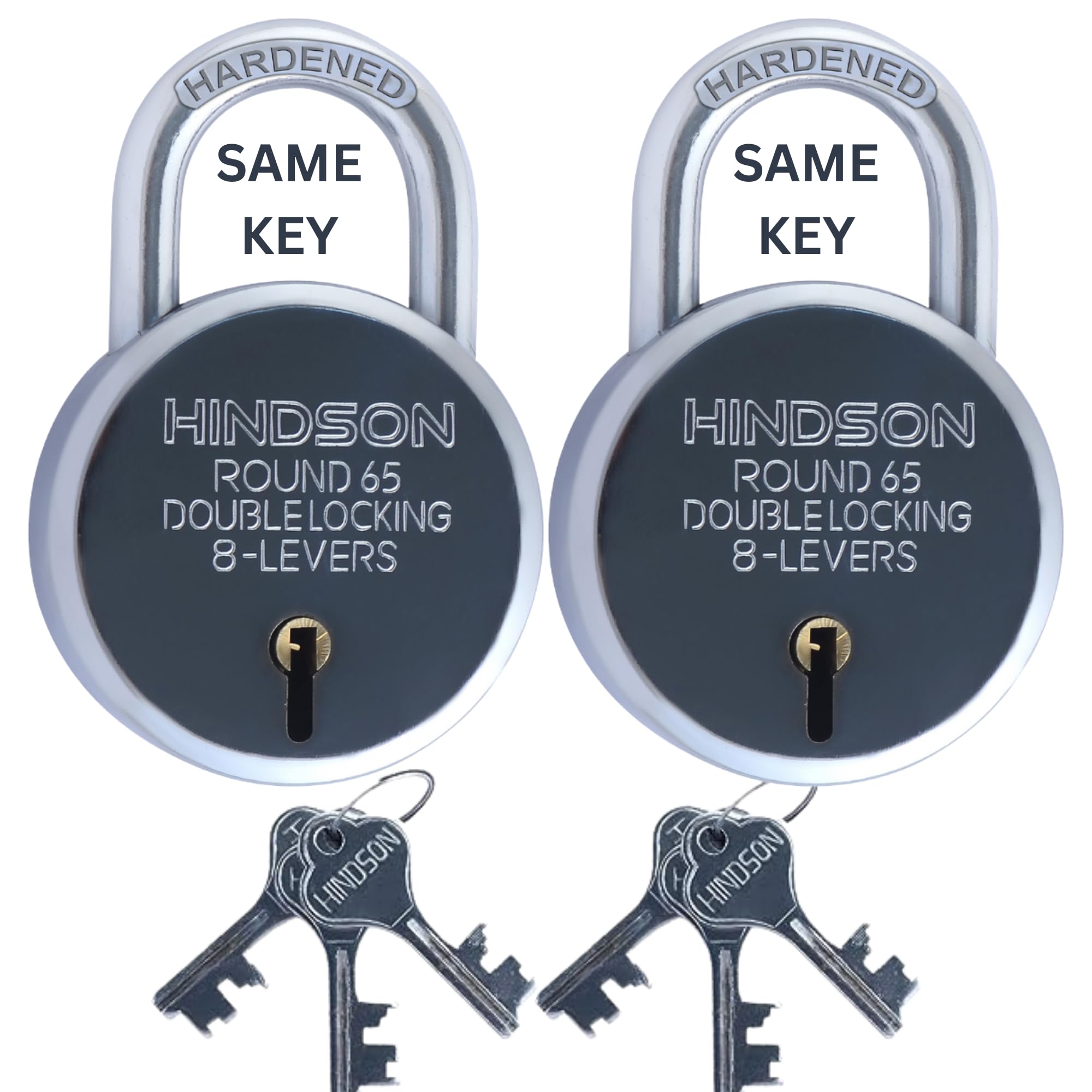 Hindson Same Key Lock Round 65mm Double Locking Heavy Duty Padlock | Multiple Lock and Key Set for Home, Door Lock & Gate Lock | Hardened Shackle Key Lock for Home Security & Strong Protection-image-26