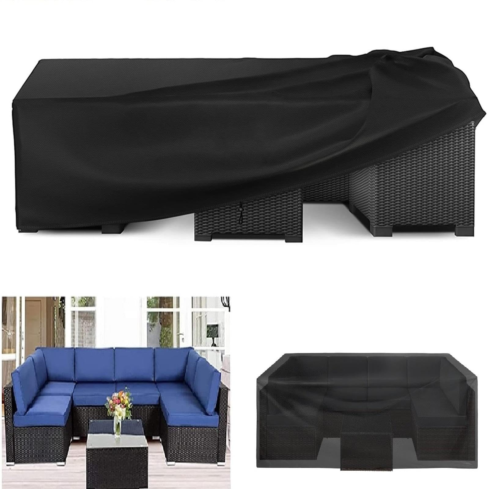 Holeiluck Black Waterproof Garden Furniture Covers 155Lx145wx75hcm Patio Covers For Outdoor Furniture Anti-Uv 420D Oxford Fabric Waterproof Furniture Cover Outdoor For Rattan Garden Furniture Table Chair Sofa