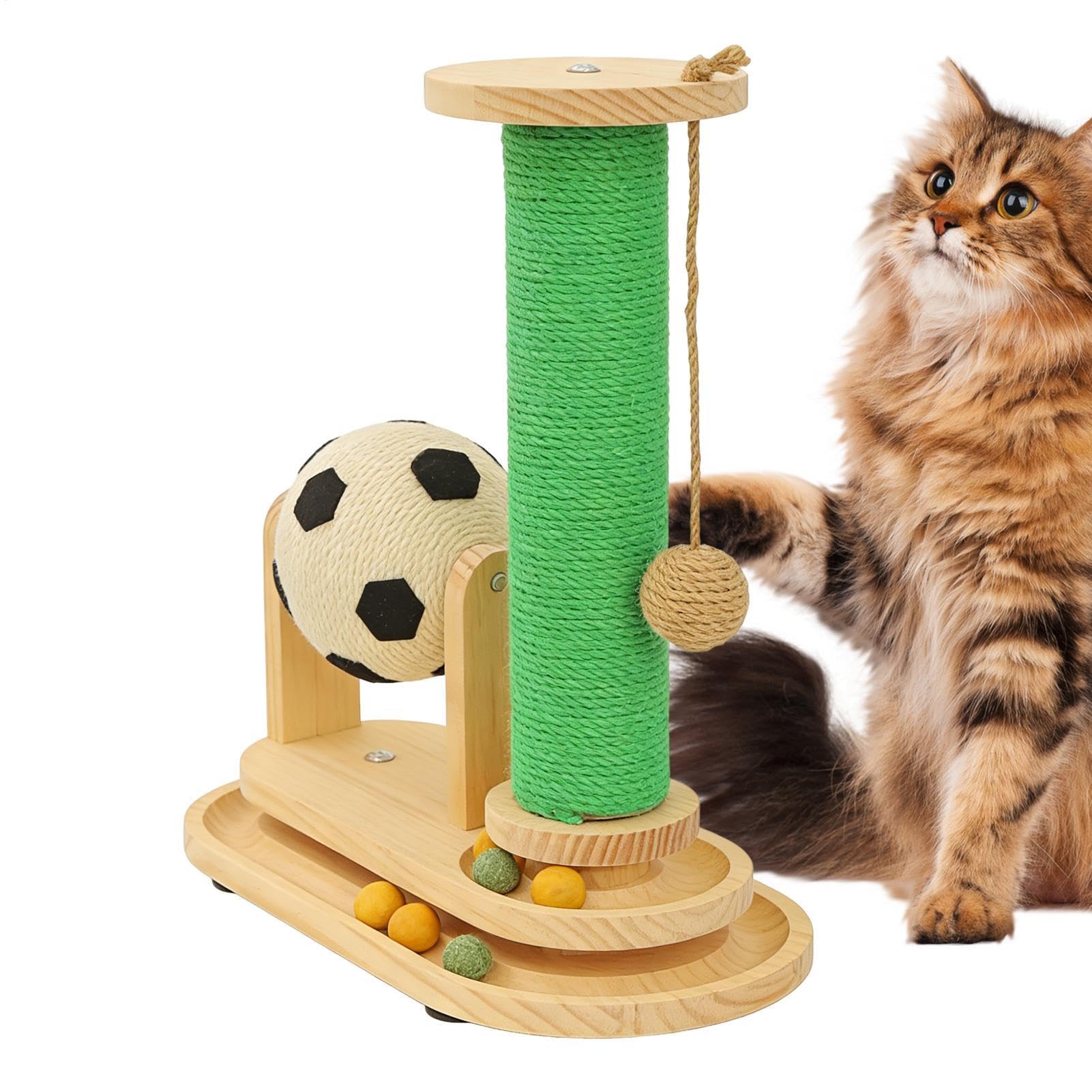 Hoher Katzenkratzpfosten Fußballthema Spielzeug Mit Rollendem Ball Sowie | Kratzpfosten von Hauskatzen zur an Sofaecken, auf Böden, in Innenräumen, im Außenbereich sowie auf