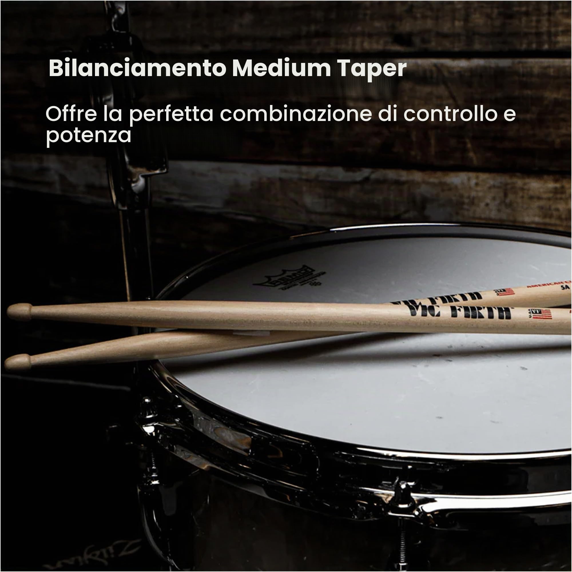 Vic Firth American Classic 5A Bacchette per batteria Hickory Punta legno 4 paia