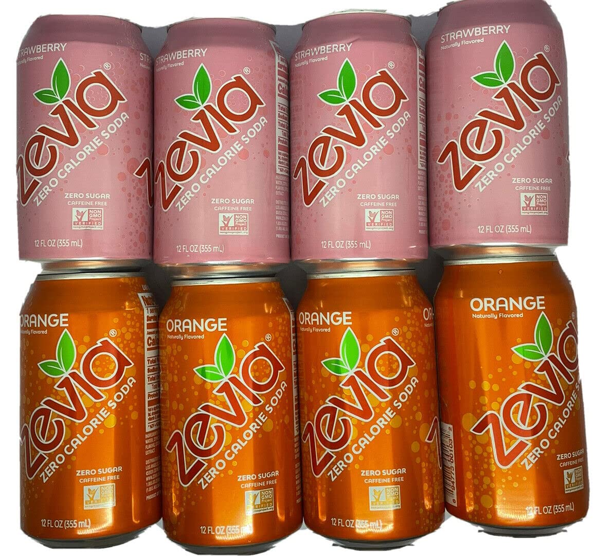 Buy Zevia Zero Calorie Soda, Strawberry Zevia and Orange Zevia, Pack of