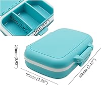 Vista 7 de Small Pill Box Supplement Case for Pocket or Purse - 3 Removable Compartments Travel Medication Carry Case - Daily Vitamin Organizer Box (Blue)