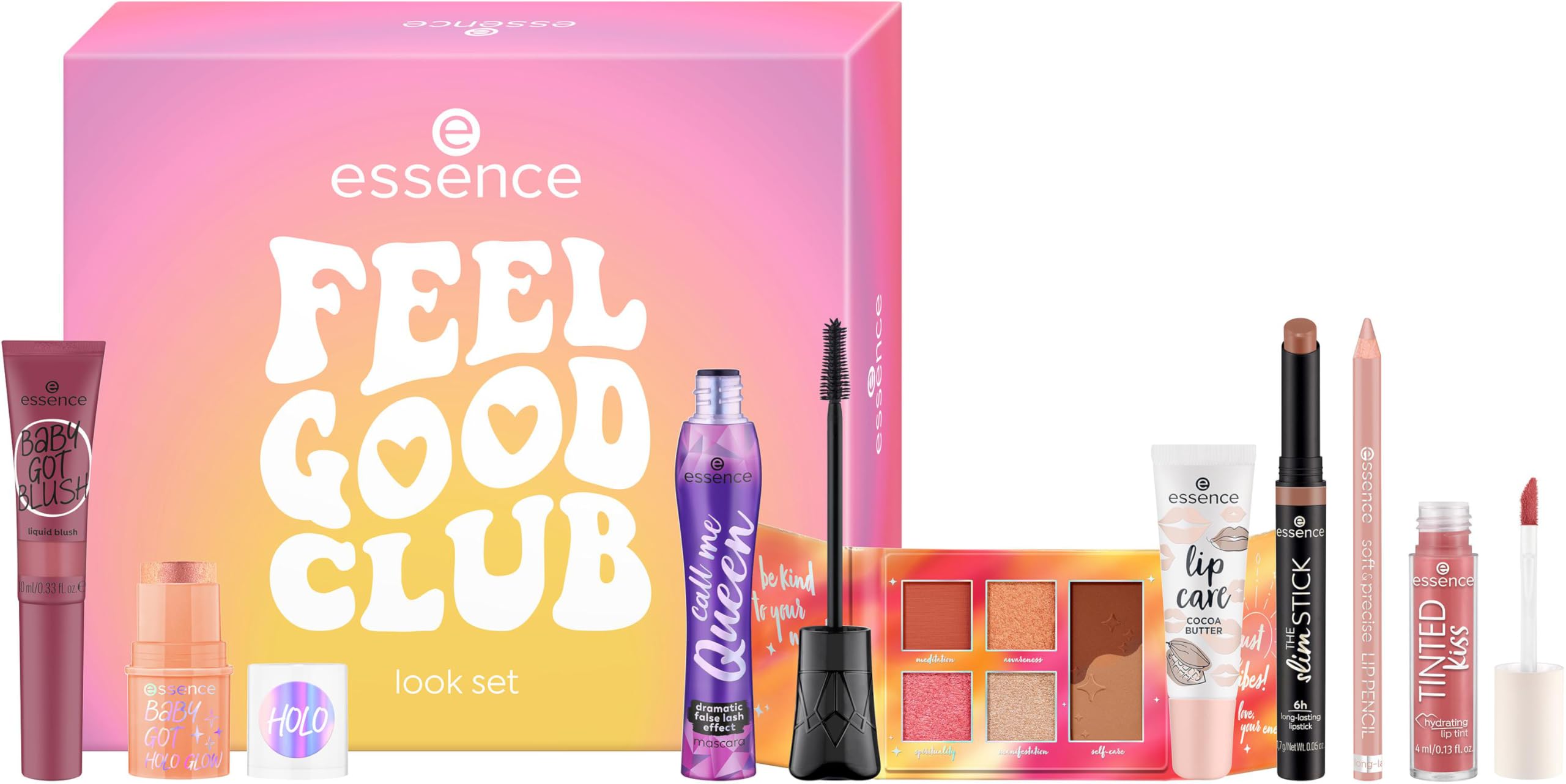 essence Zestaw do makijażu FEEL GOOD CLUB look set, naturalny, błyszczący, zroszony, mieniący się (1pcs)
