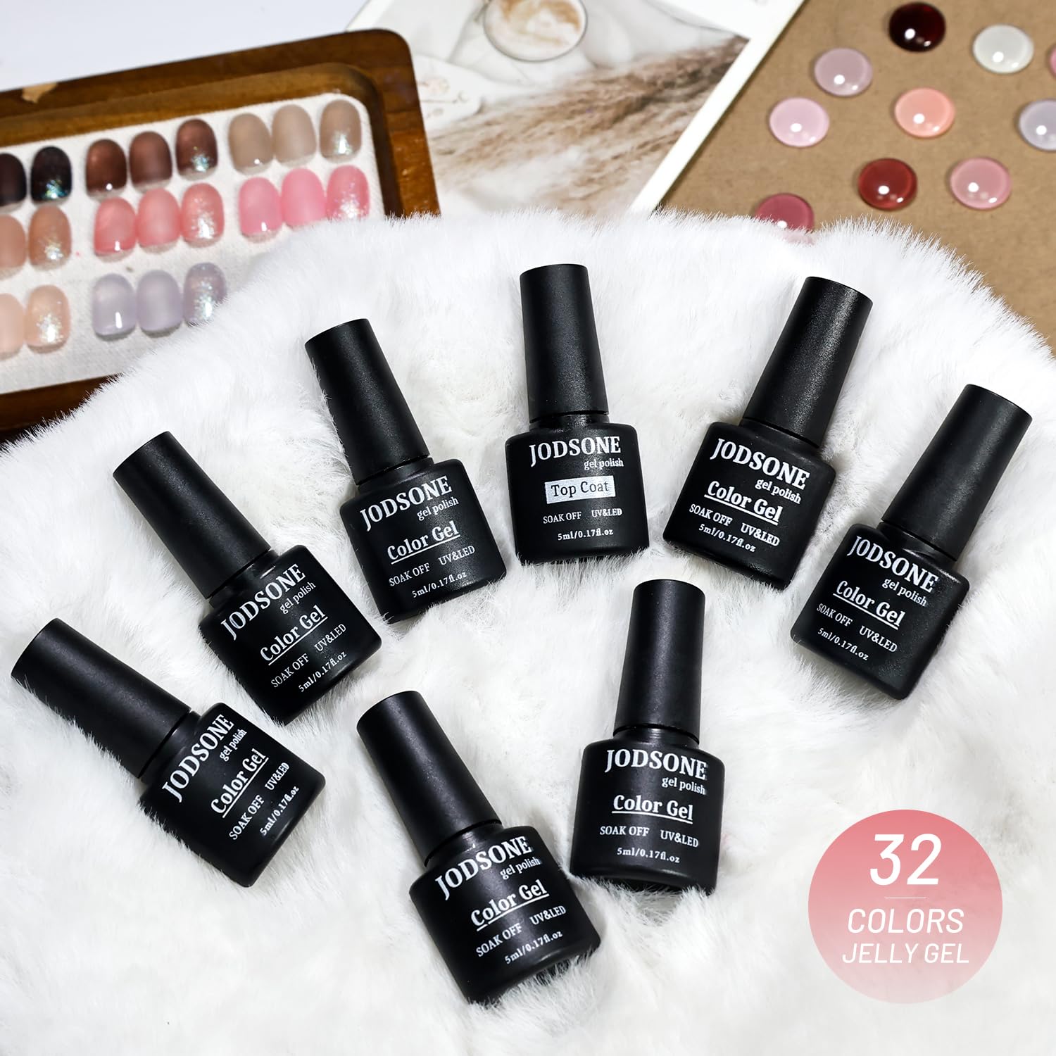 JODSONE 36Pcs Jelly Gel Nail Polish Kit Soak Off U V Gel Kit 32 Colors